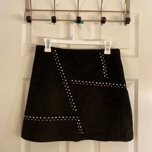 Suede Studded Mini Skirt